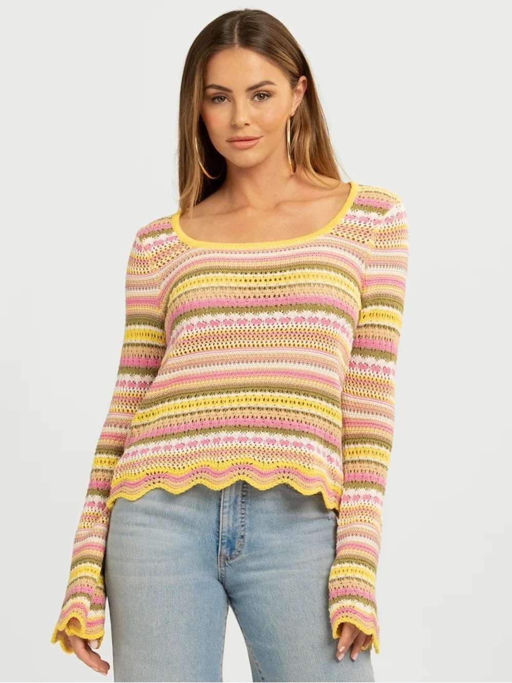 Jessica Simpson Lilianna pointelle Crochet sweater